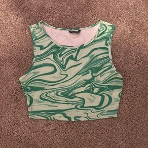 Green soft crop top